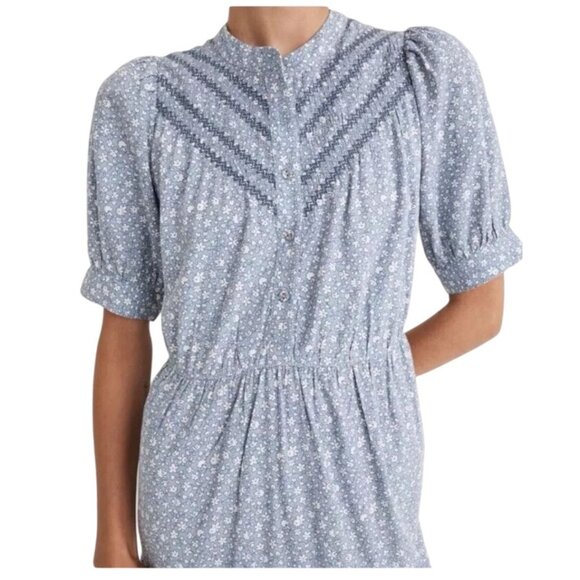 Madewell Puff Sleeve Midi Dress S Cottagecore Garden Peasant Floral Easter - Picture 13 of 13